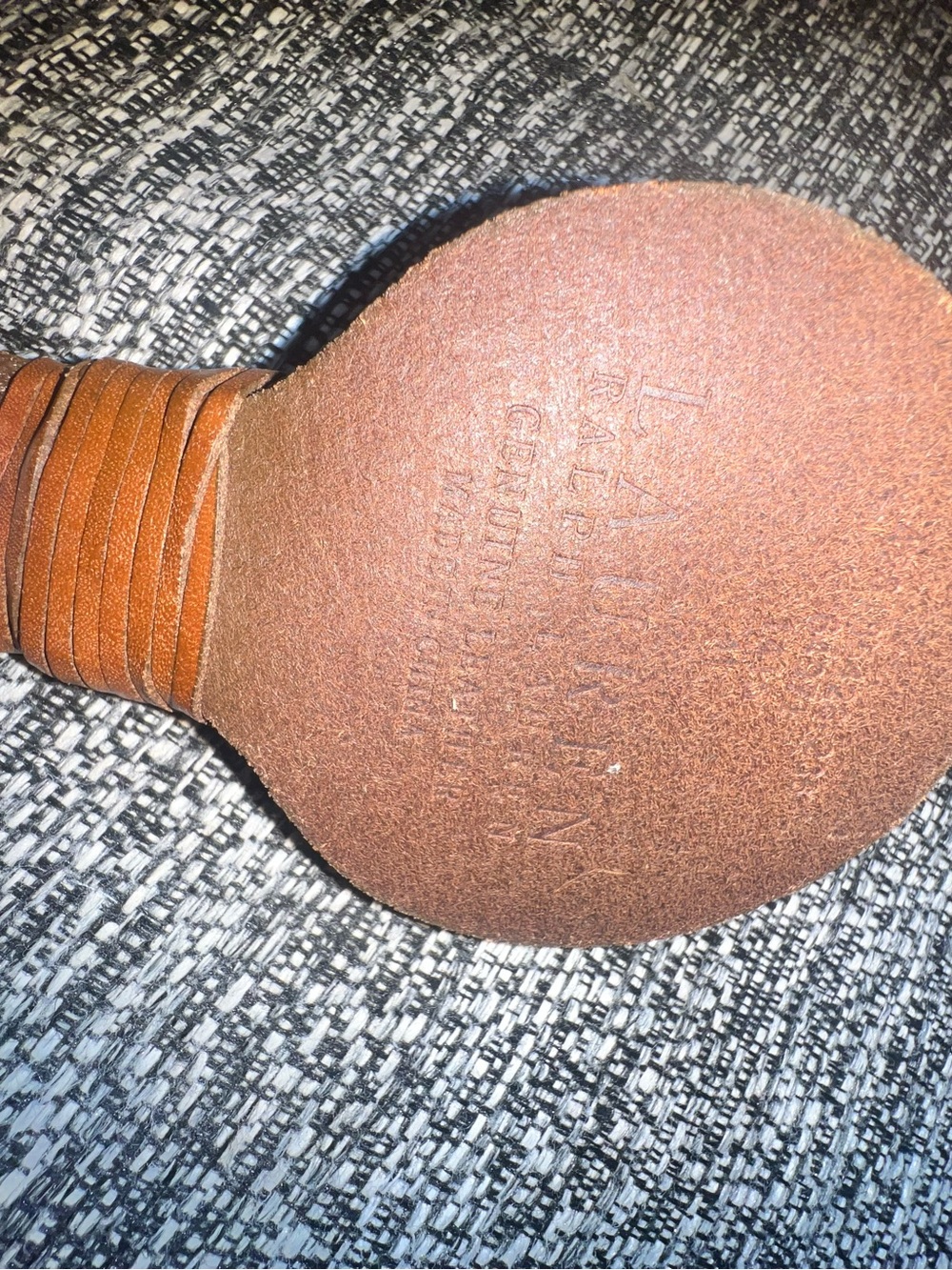 Women’s Braided Leather Belt in Chestnut Brown with Brass Ring - Picture 3 of 4